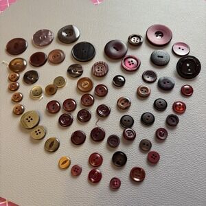 Vintage + New Burgundy And Red  Button Lot. Two Hole + Four Hole Plastic